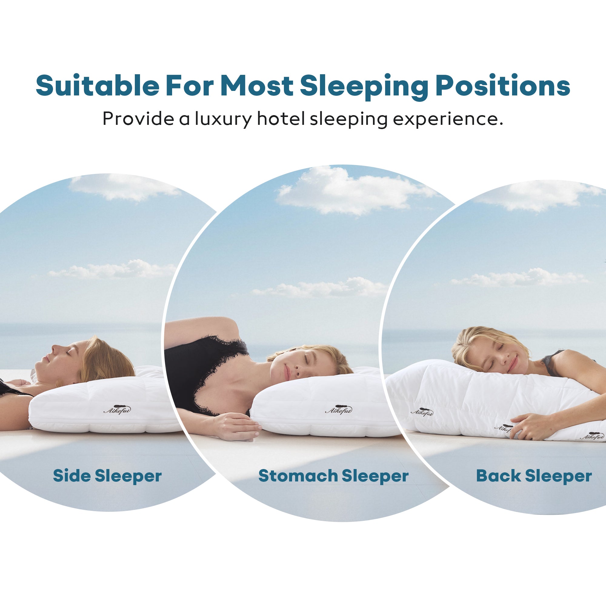 AIKOFUL Adjustable Gusseted Goose Down Pillows 2-Pack