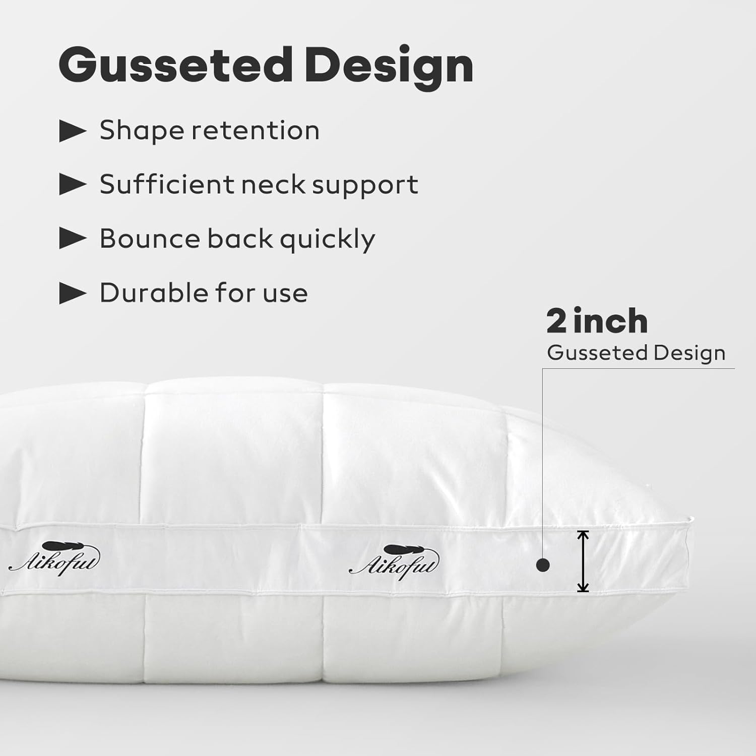 AIKOFUL Gusseted Goose Down Pillows 2-Pack