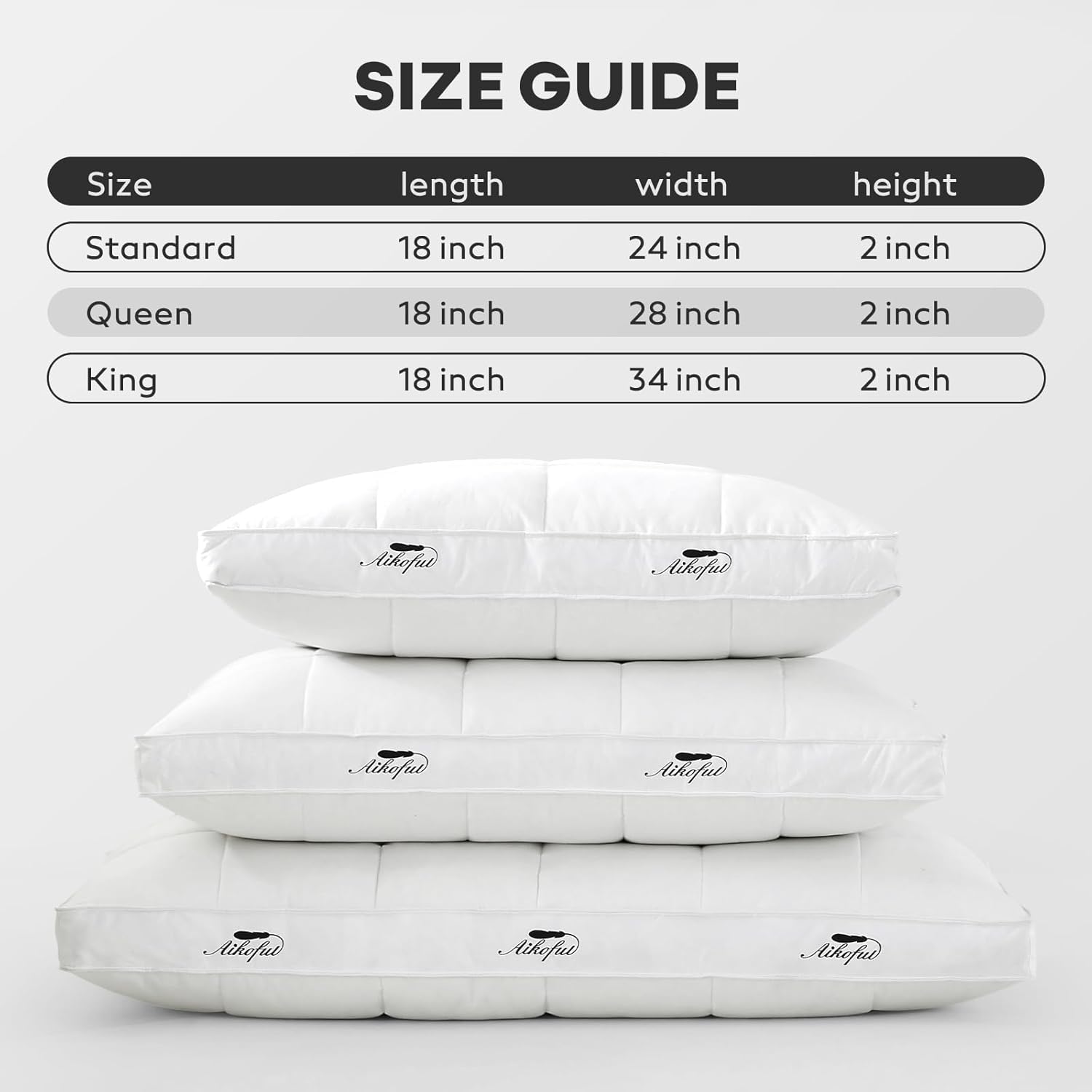 AIKOFUL Gusseted Goose Down Pillows 2-Pack